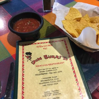 Don Burrito - Menu, chips and salsa upon sitting! - Mexican Near Me - Miami, Florida