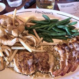 Fish Daddy's Combo: fried shrimp, blackened salmon, and blackened shrimp Fish Daddy's Combo: fried shrimp, blackened salmon, and blackened shrimp