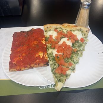 Amano Pizza - My favorite slices here upside down Sicilian and white with broccolini & tomatoes! - Pizza Near Me - Matawan, New Jersey