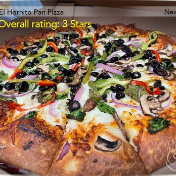 El Hornito Pan Pizza - Large Vegetarian Pizza ($25) - Okay; could have cooked a little longer; dough was soft & chewy. - Pizza Near Me - Newark, California El Hornito Pan Pizza - Large Vegetarian Pizza ($25) - Okay; could have cooked a little longer; dough was soft & chewy. - Pizza Near Me - Newark, California