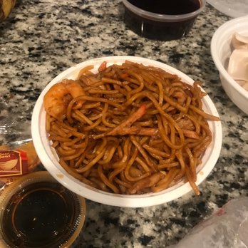 Wu's Kitchen - a plate of noodles with shrimp - Chinese Near Me - Rehoboth Beach, Delaware