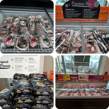 Wild Fork - a variety of meat products in a grocery store - Meat products including beef and pork cuts are shown in freezer sections of a grocery store, with labels and pricing visible. - Meat Shops Near Me - Chicago, Illinois