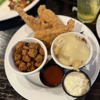 Nellie's Southern Kitchen - Fried Catfish with Fried Okraand Mashed Potatoesmashed - Southern Near Me - Belmont, North Carolina Nellie's Southern Kitchen - Fried Catfish with Fried Okraand Mashed Potatoesmashed - Southern Near Me - Belmont, North Carolina