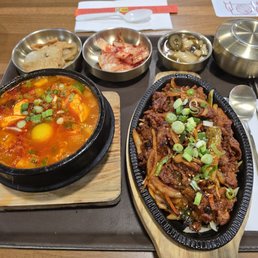 BBQ/Soup Combo with Spicy Pork Bulgogi and Pork/Kimchi Tofu Stew