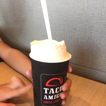 Taco Amigo - Small peach shake $4.79. Great peaches - Mexican Near Me - Pleasant Grove, Utah Taco Amigo - Small peach shake $4.79. Great peaches - Mexican Near Me - Pleasant Grove, Utah
