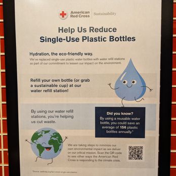 American Red Cross - This sign is above the water refill station about reducing single use plastic bottles.  Photo taken July 4, 2025. - Community Service/Non-Profit Near Me - Virginia Beach, Virginia