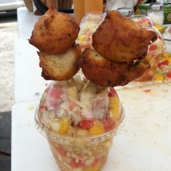 Kev's Conch & BBQ - Delicioso conch salad and fried conch balls from Kev's Conch and BBQ! :)