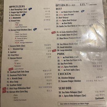 Blue House - Menu - Korean Near Me - Sacramento, California