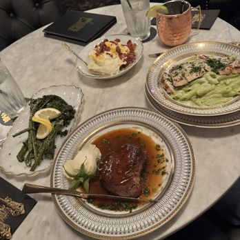 Falcon’s Lair - Steak fillet  Loaded mash  Broccolini  Pesto Penne pasta - Lounges Near Me - Ripon, California