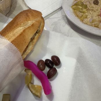 Bon Kif Grill - Beef Cheesesteak Baba Ghanoush with Pita Bread - Mediterranean Near Me - Philadelphia, Pennsylvania