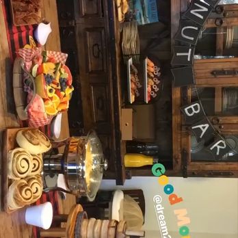 Dream 2 Table - Breakfast-eggs, sausage, bacon, donuts, cinnamon rolls, and all sorts of juices - Caterers Near Me