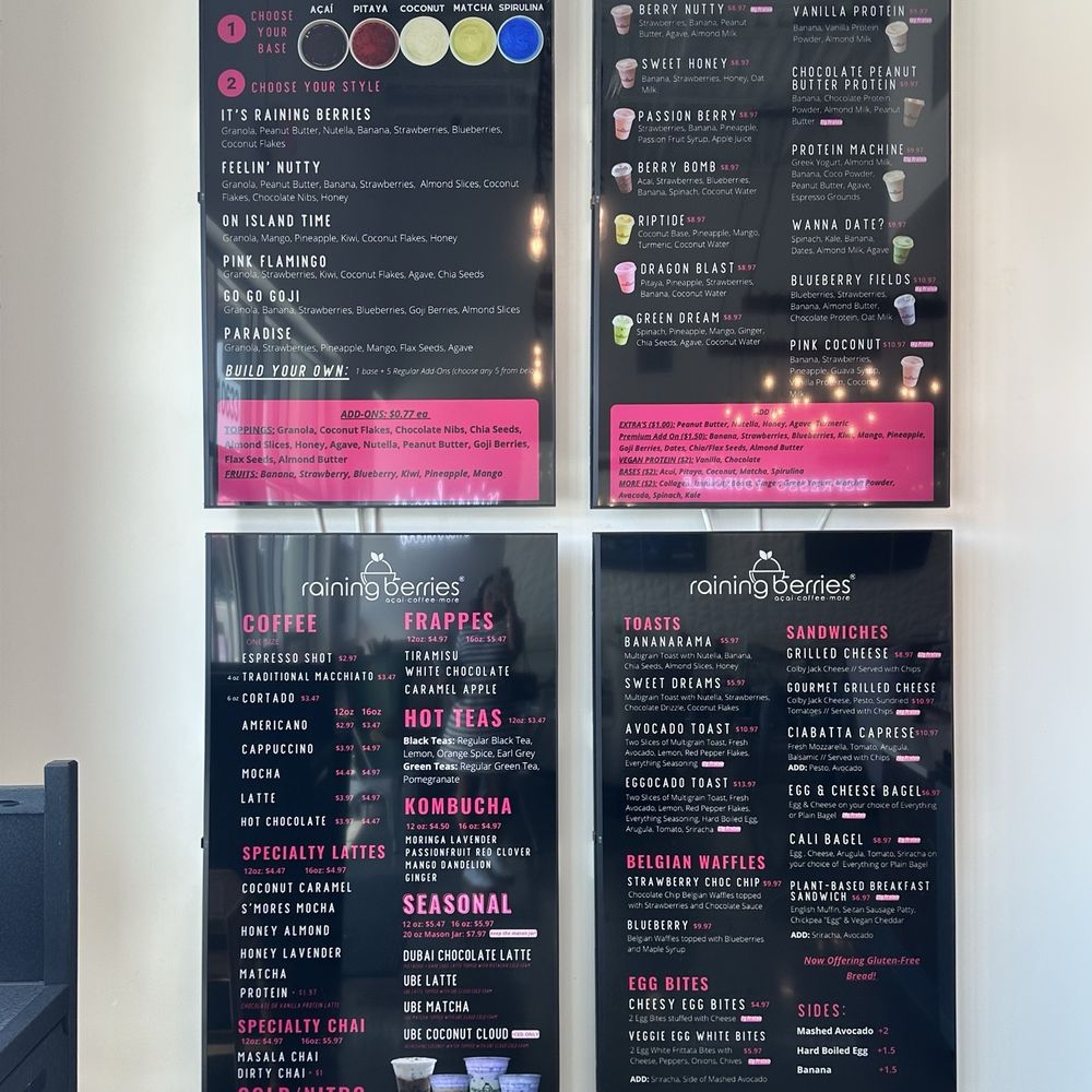 Raining Berries - Menu - Acai Bowls Near Me - Westchase, Florida Raining Berries - Menu - Acai Bowls Near Me - Westchase, Florida