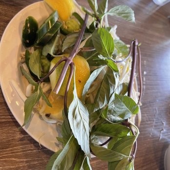 Bone & Broth - Plate of vegetables to put in the broth - Vietnamese Near Me - Ontario, California Bone & Broth - Plate of vegetables to put in the broth - Vietnamese Near Me - Ontario, California