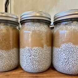 Vita Kitchen - Chia pudding with apple butter, almond butter, raisins & almonds