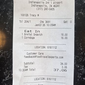 1933 Lounge - 2026-1-3 Receipt - Lounges Near Me - Indianapolis, Indiana