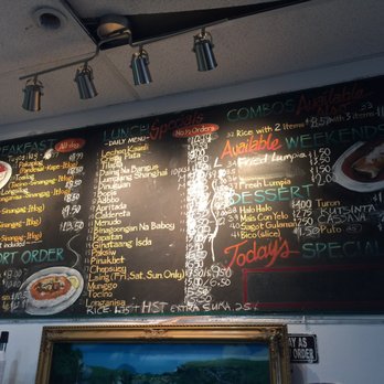 Aling Ening Restaurant - a menu on the wall - Filipino Near Me - Vancouver, British Columbia Aling Ening Restaurant - a menu on the wall - Filipino Near Me - Vancouver, British Columbia