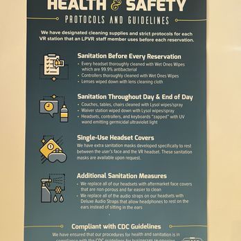 Let's Play VR - Health and Safety protocols/guidelines - Arcades Near Me - Escondido, California