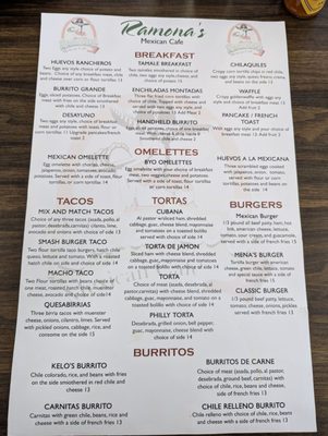 Menu photo 3 Ramona's Mexican Café Albuquerque, NM