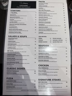 Menu photo 2 Centanni Italian Restaurant Burbank, CA Menu photo 2 Centanni Italian Restaurant Burbank, CA