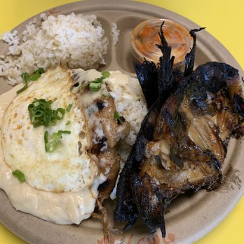 Guava Smoked - Loco moco and smoked butter fish combo - Barbeque Near Me - Honolulu, Hawaii