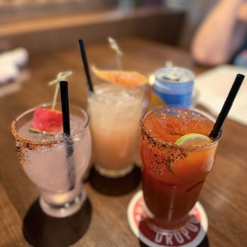 Culinary Dropout - Endless Summer Margarita (pink), Two to Mango (orange) and Serrano & Jalapeño Bloody Mary - New American Near Me - Franklin, Tennessee Culinary Dropout - Endless Summer Margarita (pink), Two to Mango (orange) and Serrano & Jalapeño Bloody Mary - New American Near Me - Franklin, Tennessee