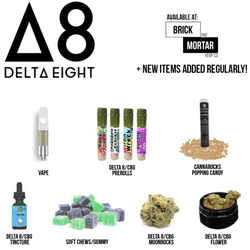 Brick and Mortar Hemp Company - Brick & Mortar Hemp Co carries a variety of Delta 8 products: Vape, Pre-rolls, Popping Candy, Tinctures, Gummies, Moon rocks, & Flower