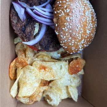 Kid Cashew - Impossible burger with onion, lettuce and tomatoes. - Mediterranean Near Me - Charlotte, North Carolina