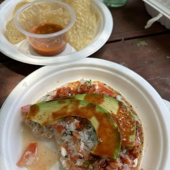 Ensenada ATX - Tostada de ceviche with chips and salsa - Tacos Near Me - Austin, Texas Ensenada ATX - Tostada de ceviche with chips and salsa - Tacos Near Me - Austin, Texas