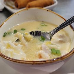 Chaam Eatery - Soup of the day.  Egg flower soup, but loaded with tender chicken.  Extraordinary tasting broth. Comes with lunch plate.