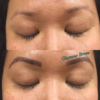 Glamour Brows - What a difference microblading makes! Added some definition to her face. - Permanent Makeup Near Me - Miami, Florida
