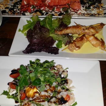 DaVinci Ristorante - Our appetizers, from top to bottom: prosciutto-wrapped melon drizzled with balsamic; bacon-wrapped prawns; lobster caprese - Italian Near Me - Salem, Oregon DaVinci Ristorante - Our appetizers, from top to bottom: prosciutto-wrapped melon drizzled with balsamic; bacon-wrapped prawns; lobster caprese - Italian Near Me - Salem, Oregon