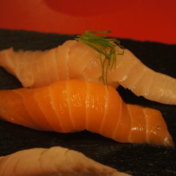Momo Sushi - Closeup of sake and toro nigiri - Sushi Bars Near Me - Westbank, British Columbia Momo Sushi - Closeup of sake and toro nigiri - Sushi Bars Near Me - Westbank, British Columbia