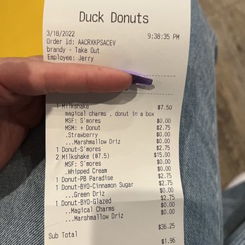 Duck Donuts - Charged full price for donuts even though it was supposed to be a $1 add on - Donuts Near Me - Rancho Cucamonga, California