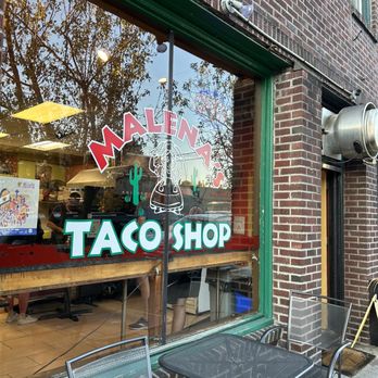 Malena's Taco Shop - tables and chairs outside - Tacos Near Me - Seattle, Washington