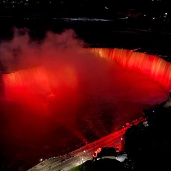 Skylon Tower - Horseshoe from deck during illuminations - Canadian (New) Near Me - Niagara Falls, Ontario