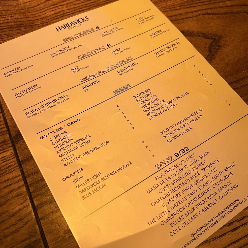 Hardwicks - Menu - Gay Bars Near Me - Jacksonville, Florida