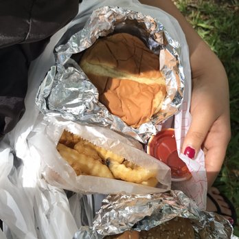 Noelani's Catering - a person holding a hamburger and french fries - Food Trucks Near Me - Honolulu, Hawaii