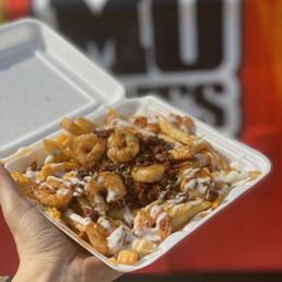 Hot sausage shrimp honey garlic ranch fries
