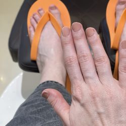 Lush Beauty Lounge - Regular (not gel) manicure and pedicure with cinnamon swirl color