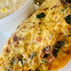 The S.B.C. Omelet spinach, bacon, cheddar & tomato.