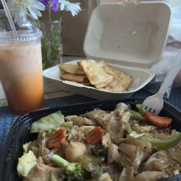 Number 51. Drunken noodles- Crab & Cream cheese Rangoon's & iced Thai tea. Number 51. Drunken noodles- Crab & Cream cheese Rangoon's & iced Thai tea.