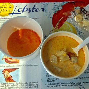 Bob Lobster - Lobster corn chowder- left is the oil I got rid of, right is the soup - Seafood Near Me - Newbury, Massachusetts Bob Lobster - Lobster corn chowder- left is the oil I got rid of, right is the soup - Seafood Near Me - Newbury, Massachusetts