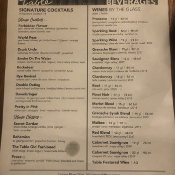 The Table - drink menu - New American Near Me - San Jose, California The Table - drink menu - New American Near Me - San Jose, California