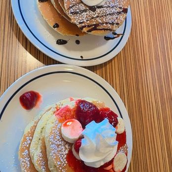 IHOP - Strawberry Banana Pancakes and Chocolate Chocolate Chip Pancakes - Breakfast & Brunch Near Me - Huntington Station, New York IHOP - Strawberry Banana Pancakes and Chocolate Chocolate Chip Pancakes - Breakfast & Brunch Near Me - Huntington Station, New York