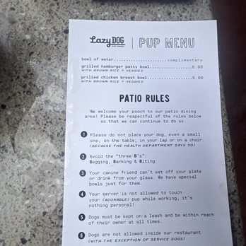 Lazy Dog Restaurant & Bar - Dog menu and rules - New American Near Me - Richmond, Texas Lazy Dog Restaurant & Bar - Dog menu and rules - New American Near Me - Richmond, Texas