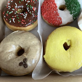 Brewnuts - Vegan: chocolate sprinkle, Italian flag vanilla, amaretto coffee, limoncello - Donuts Near Me - Cleveland, Ohio