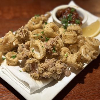 Depot Restaurant - a plate of fried calamails and dipping sauce - New American Near Me - Torrance, California Depot Restaurant - a plate of fried calamails and dipping sauce - New American Near Me - Torrance, California