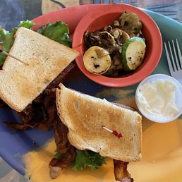 BLT with side of grilled zucchini & squash.