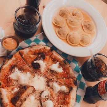 The Grounds of Brooklyn - Coke, CHICKEN PARM PIZZA, LAMB RAVIOLI - New American Near Me - Brooklyn, New York