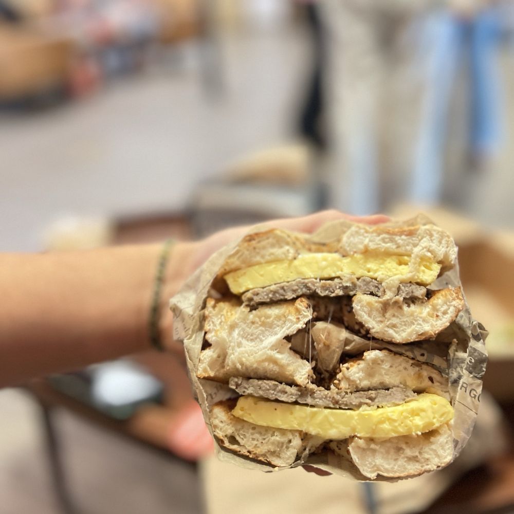 Apocalypse Coffee Roasters - Orion's Bagel with turkey sausage - Coffee Roasteries Near Me - Melbourne, Florida
